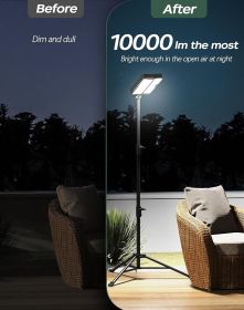 10000lm Dimmable Rechargeable Work Light, 15000mAh Detachable Camping Work Light 72'' Telescopic with 2 Separate Lights