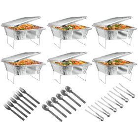 36Pcs Disposable Chafing Dish Buffet Set Food Warmers For Party Buffet Server Catering Supplies With Covers Utensils Half Size Food Pans For Part