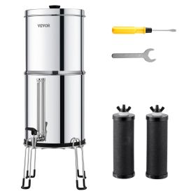 VEVOR Gravity-fed Water Filter System, 2.25G 304 Stainless-Steel Countertop System, Water Filtration System, Reduces Lead and up to 99% of Chlori