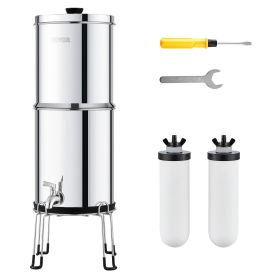 VEVOR Gravity-fed Water Filter System, 2.25G 304 Stainless-Steel Countertop Water Filtration System, Reduces Lead and up to 99% of Chlorine