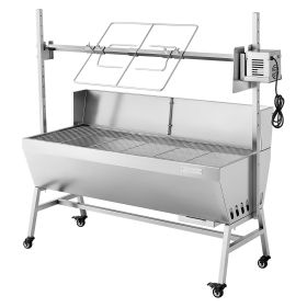 VEVOR Rotisserie Grill, 38W BBQ Outdoor Pig & Lamb Spit Roaster, Charcoal Spit Roaster with 132 LBS Capacity, Wheels & 4-Level Height