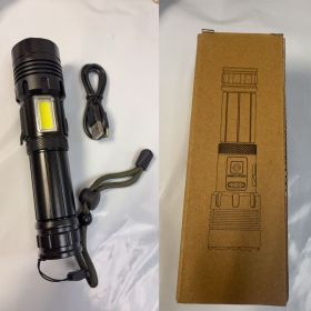 LED Rechargeable Torch 10,000 Lumens, Very Bright Flashlight, Flashlight, USB, 4 Light Modes, Zoomable, IPX4 Waterproof For Camping (Option: Black)