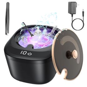 1Pc Ultrasonic Retainer Cleaner 45kHz Ultrasonic Cleaning Machine With 3 Modes 230ML Capacity UV Light For Denture Mouth Guard Aligner Dental Tra (Option: Black)