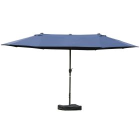 Double-Sided Patio Umbrella, Rust-Resistant Steel, Poolside Shade, Dark Blue (Option: Dark Blue-1430x410x180 mm)