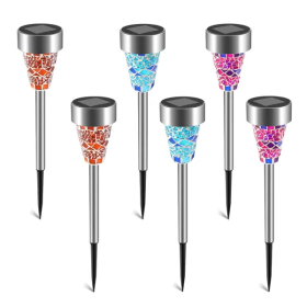 6Packs Solar Garden Lights Outdoor Solar Pathway Lights IP44 Water Resistant Landscape Lights (Option: MultiColor)