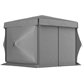 12' x 12' Hexagonal Pop Up Gazebo Canopy Tent with 5 Sidewalls, Outdoor Canopy Shelter with Carry Bag, Dark Gray (Option: Dark Gray-1900x185x170 mm)