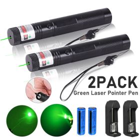 Green Laser Pointer Pen Light 9900Mile Strong Visible Beam Lazer AAA Torch 532nm USB Rechargeable Flashlight (Option: 2Pack)
