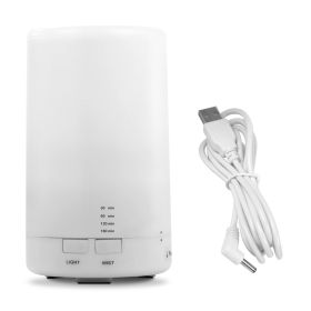 1Pc Mini Cool Mist Humidifier Ultrasonic Aroma Essential Oil Diffuser With 7 Color LED Lights 4 Timer Settings For Office Home Room Vehicle Study (Option: White)