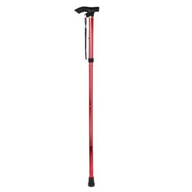1Pc  Walking Cane Aluminum Alloy Walking Stick Adjustable Folding Travel Hiking Stick Antislip (Option: Red)