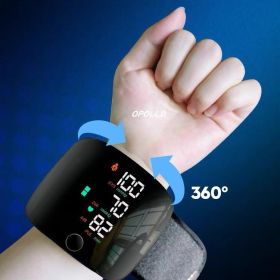 Wrist Sphygmomanometer Rechargeable Blood Pressure Meter Wrist Blood Pressure Eter Smart Touch Screen Blood Pressure Meter Household Electronics (Option: Wrist Black English Voice-USB)