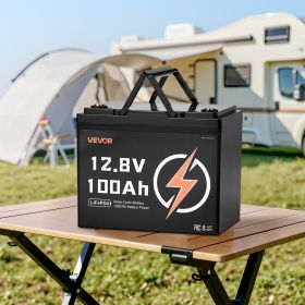 12V 100Ah Deep Cycle LiFePO4 Battery BMS Lithium Iron Phosphate Battery For RV (Option: Black)