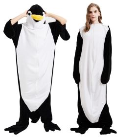 Wearable Penguin Blanket Hoodie Sleeping Bags for Adults (Color: Black, size: XL)