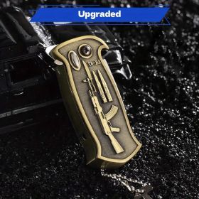 1pc 3-in-1 Lighter, Butane Lighter, Bottle Opener Lighter, Outdoor Emergency Lighter, Tactical Design Engraved Lighter, Portable Lighter for Camp (Color: Rifle style)