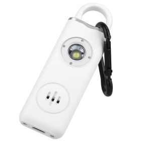 Rechargeable Personal Safety Alarm Portable 130dB Self-defense Siren with Strobe Light LED Light Carabiner Emergency Escape Tool for Women Kids E (Color: White, size: One Size)